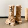 Thick-soled boots Wowinter warm inner heightening plush piled pants tube boots but knee-high knight boots
