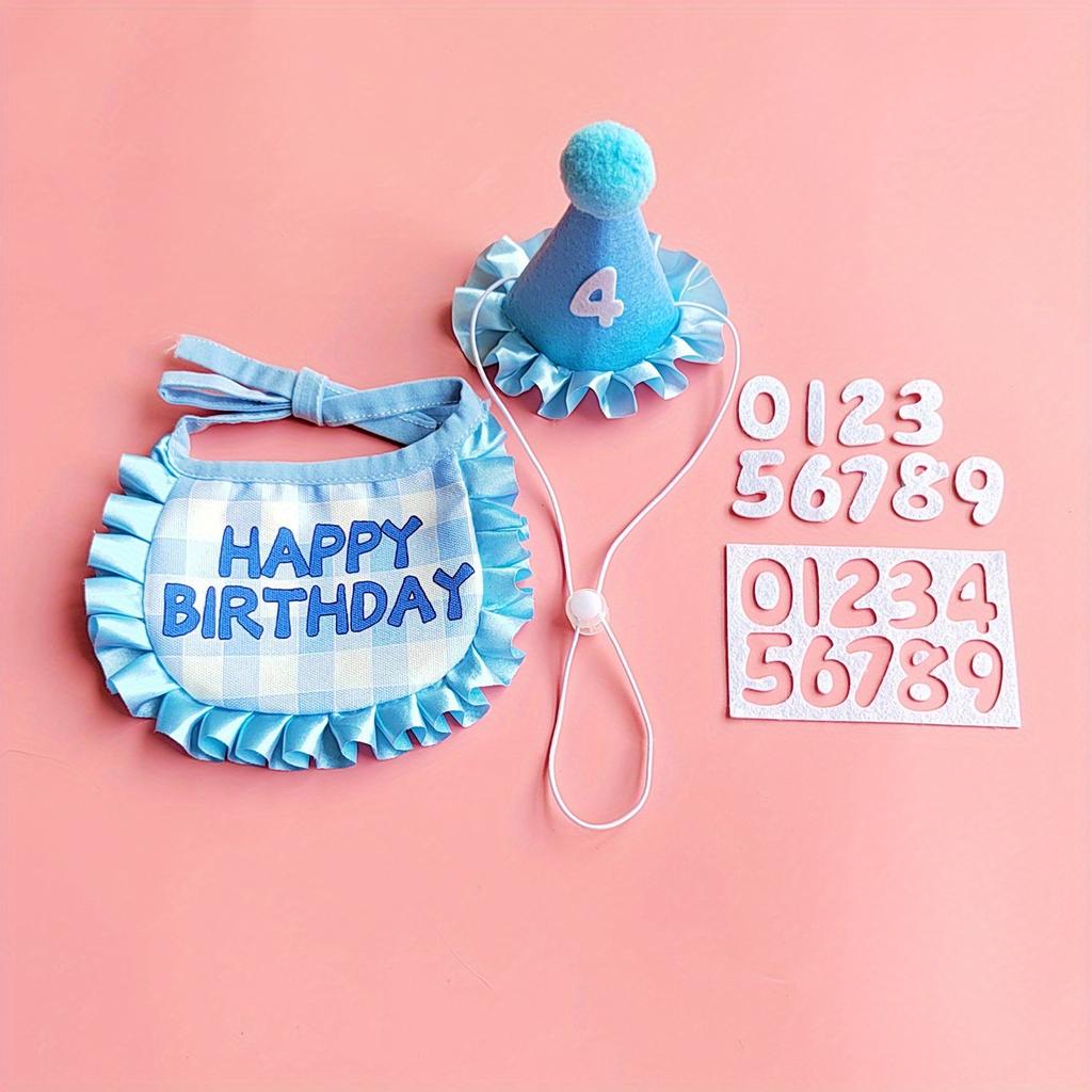 Pet Birthday Party Hat Bib Dogs Cat Dress Up Caps Cat Saliva Towel Funny Photography Props Gift Cute Pet Party Costume