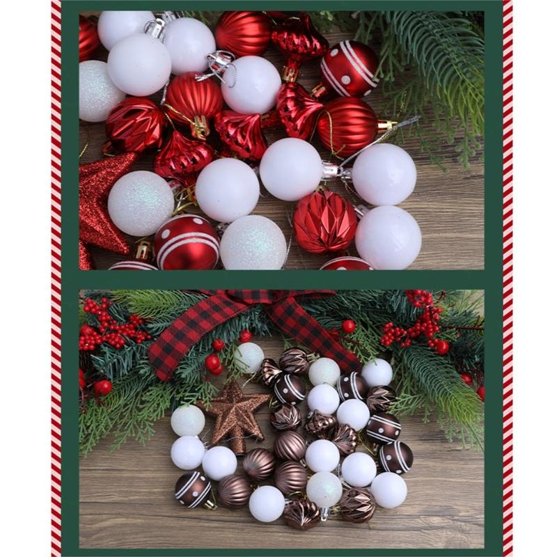 31Pcs Christmas Baubles Ornament Shatterproof Decorative Baubles For Christmas Tree Wedding Winter Festival Celebration