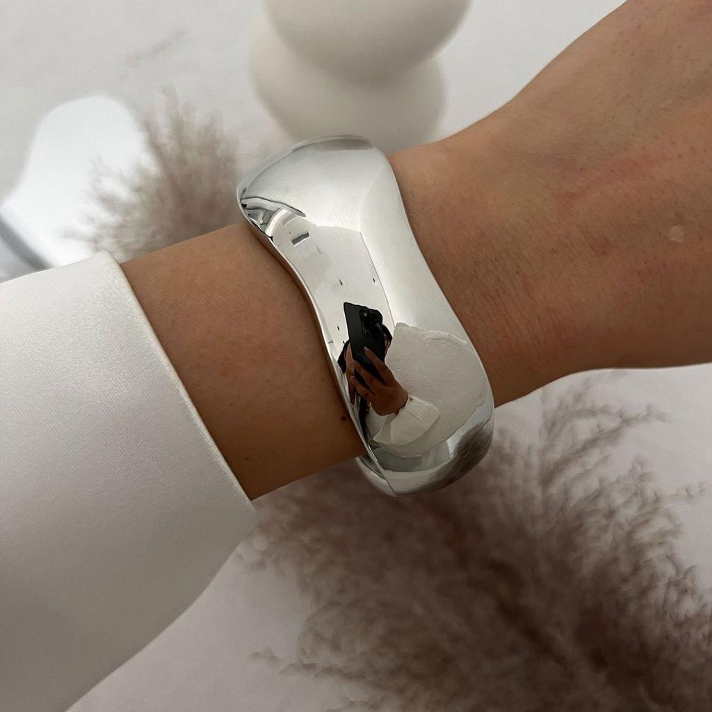 Punk Vintage Irregular Chunky Cuff Bangles for Women Statement Glossy Bracelets Bangles Pulseras Steampunk Men Jewelry