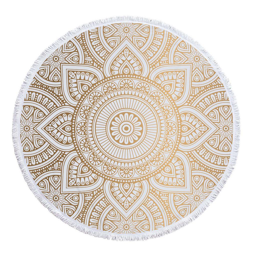 Bohemia Mandala Round Beach Towel Tassels Microfiber Exotic Flower Geometric Pattern Bath Towel Picnic Yoga Mat Bikini Cover Up