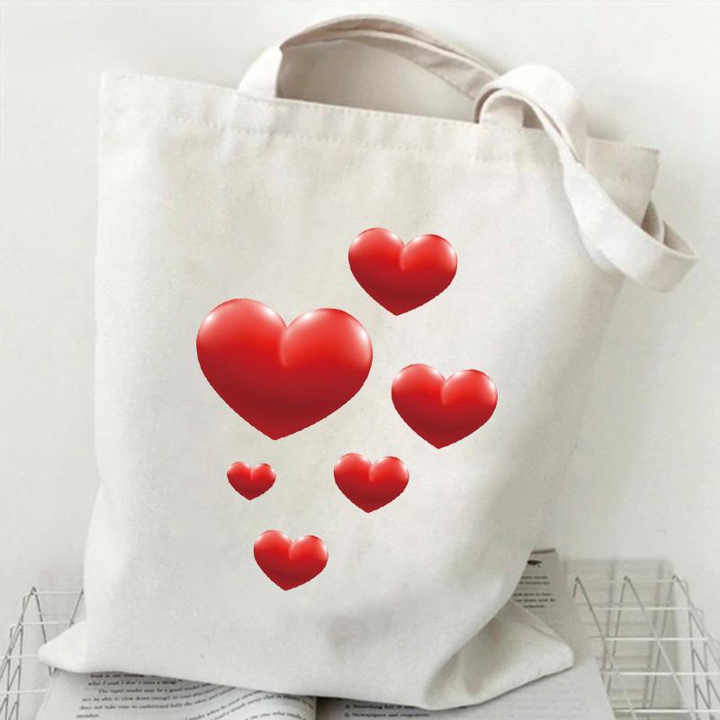 Customizable Canvas Bags spots Love Women Shopper Shoulder Bag Large Handbag Canvas Tote Bags Casual Lady reusable Shopping Bags