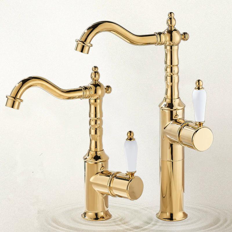 Gold Basin Faucet Antique Bronze Bathroom Faucet Mixer Tap Black Wash basin Faucet Hot and Cold Lavotory Faucet Water Faucet