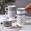 Nordic Style Polka Dot Stripe Ceramic Mug Breakfast Milk Tea Cup with Handle
