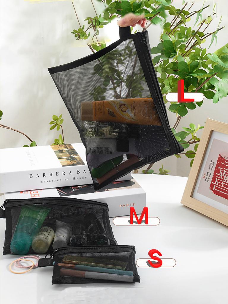1/3/5pcs Mesh Clear Cosmetic Bags Women Black Makeup Bag Portable Travel Toiletry Organizer Case Lipstick Storage Pouch Gift