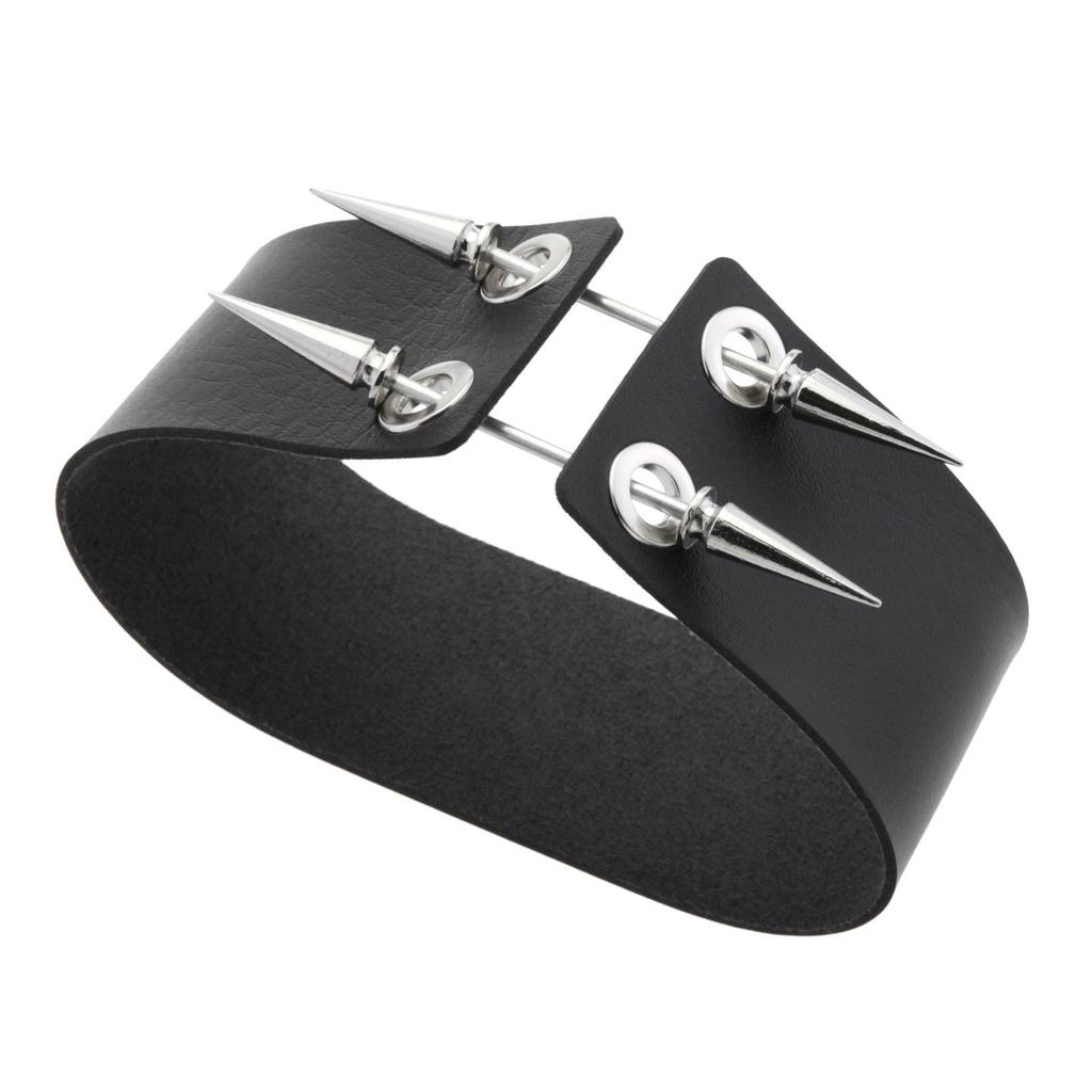 Alloy Spike Leather Choker, Rock Punk Harajuku Spiked Clavicle Necklace