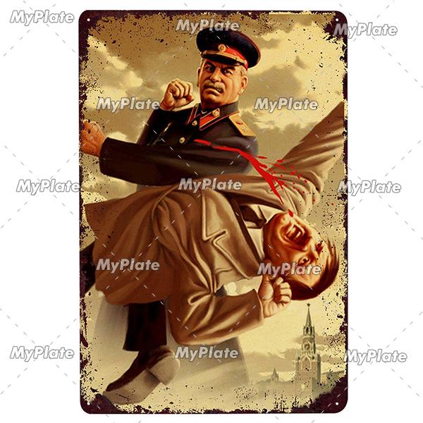 Vintage Russian Metal Sign Plaque Tin Sign Plate Wall Decor For Bar Club Man Cave Classical Painting Propaganda Poster