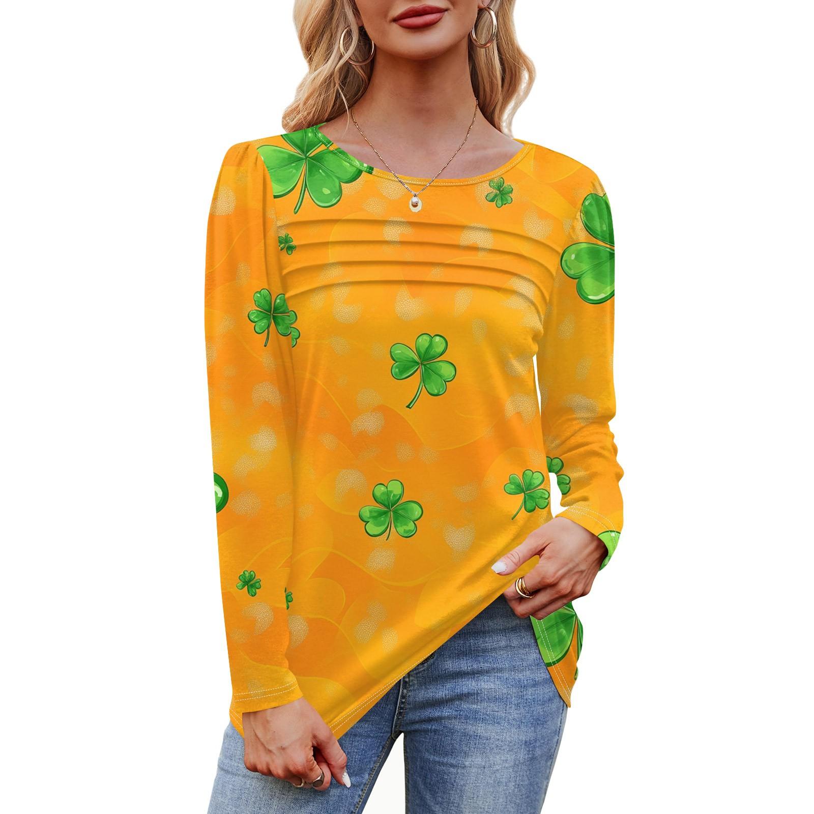 

Женский свободный повседневный топ с круглым вырезом и длинными рукавами, модный топ XL шафрановый