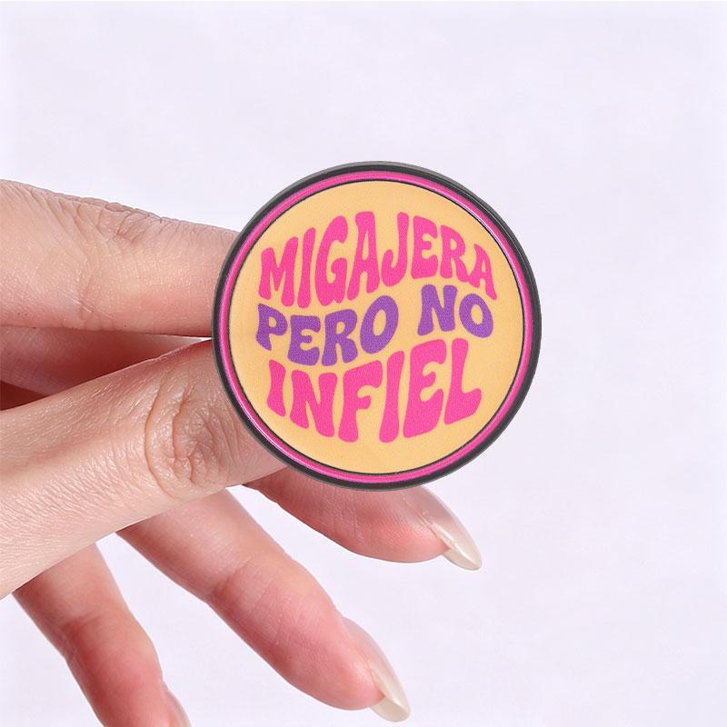 Xiaomi Borracha Pero Buena Muchacha Enamel Pin Spanish Pink Cowgirl Hat Sassy Migajera Pero No Infiel Brooches Bags Lapel Jewelry Badge