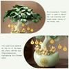 13.8" Chinese Money Tree with Synthetic Jade Base, Artificial Tree Feng Shui Wealth Decor with Golden Fortune Cat, Yuanbao Flower Pot & Coin Pendant