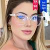 TR90 Colorblock Cat-Eye Anti-Blue Light Eyeglass Frame, 2022 European & American Trendy Style Glasses.