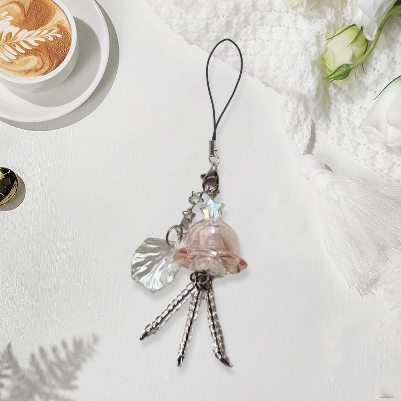 Handmade Jellyfish Pendant Unique Key Adornment Delicate Hanging Decors Stylish Jellyfish Phone Charm for Any Occasion