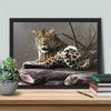 Pictură cu diamant 5D DIY Kit de broderie cu diamante pătrate complete Poza cu leopard de artă de perete cu stras