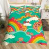 Erosebridal 60S 70S Hippie Duvet Cover Twin Vintage Boho Sun Bedding Set Groovy Flowers Clouds Love Hearts Comforter Cover for Kids Girls Te