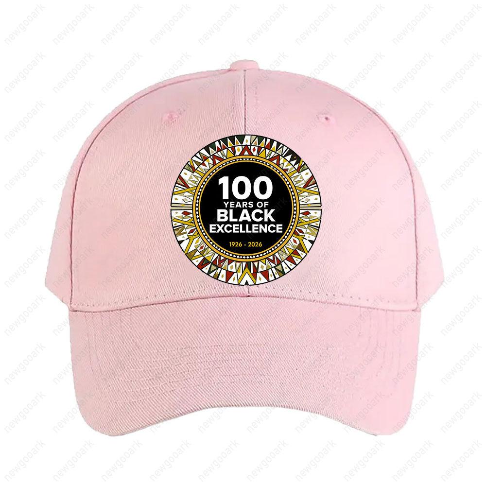 

100 Years of Black Excellence 1926-2026 Graphic Design Black History Celebration Cap Peaked Hat Fashion Casual Adjustable Caps Adjustable