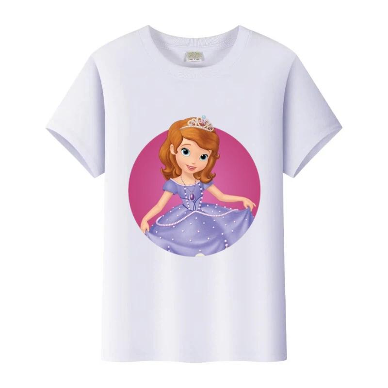 Disney Sofia První Princezna Kreslená Trička Dívčí Kulatý Výstřih Top Tričko Y2k Volné Halenky Harajuku Tričko Letní Oblečení Dárek