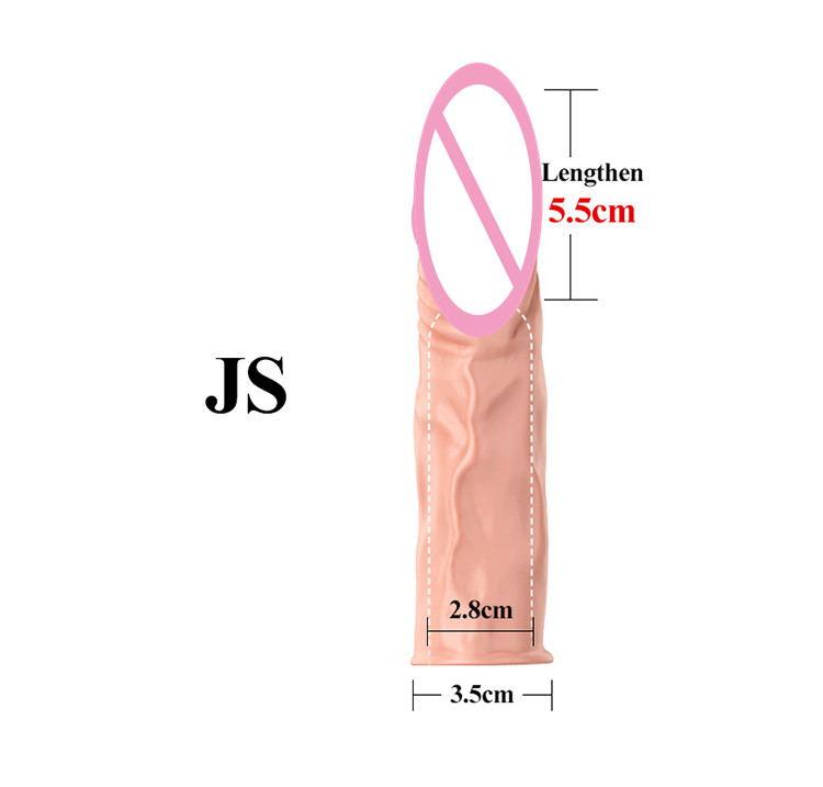 Realistische Penisverlängerung, 7,5 cm, Penishülle, wiederverwendbare Silikon-Kondome zur Penisverzögerungsvergrößerung