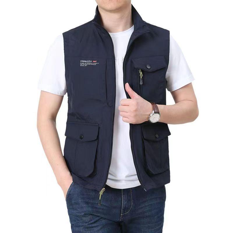 Men's Vest Jacket Men's Autumn Multi-Bag Workout Large Size Loose Outdoor Sports Photography Fishing Quick Dry Vest