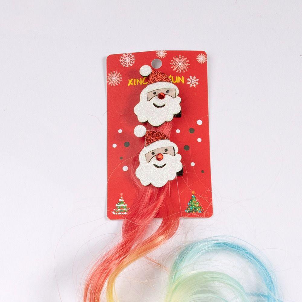 Colorful Wig Christmas Hair Clip Christmas Tree Bowknot Hairclip Princess Girls Wig Hairpin Gift