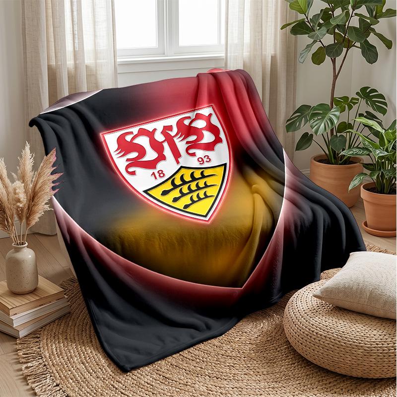 VfB Stuttgart Football Print Flannel Blanket, Soft Warm Lightweight Throw Blanket for Sofa Bed Camping