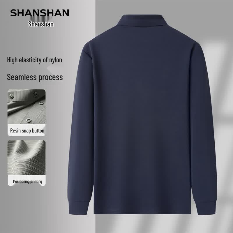 SHANSHAN Men's Long-Sleeve Micro-Brushed Polo Shirt