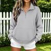 Women's Color Crewneck Long Sleeve Pullover Sweatshirt with Zipper Pocket, Loose Fit for Casual Everyday Wear
