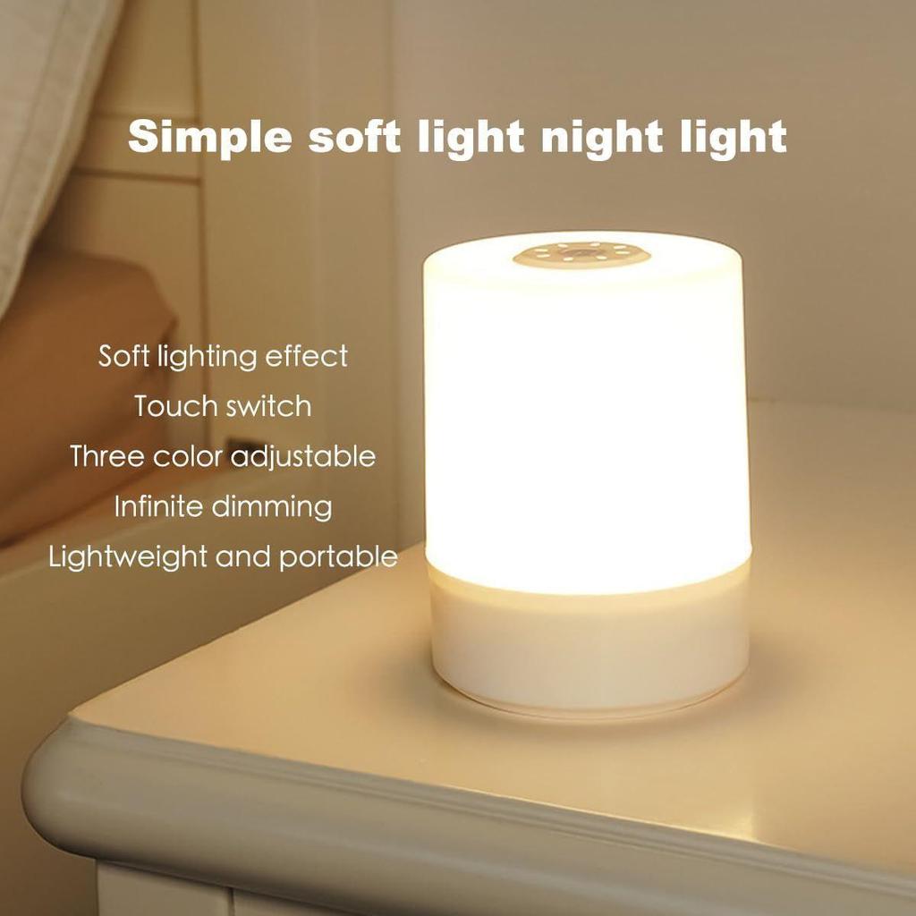 Touch Control LED Touch Nachttischlampe, Farbwechsel Dimmbares Licht für Kinder, 3 Farben LED-Lampe mit warmweißen Lichtern