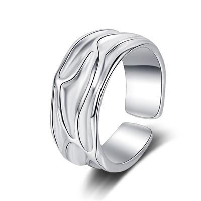 Irregular Tin Paper Volcano Lava Ring Female Finger Accessories Opening 925 Sterling Silver Ring Women Jewelry Simple Cool Gift