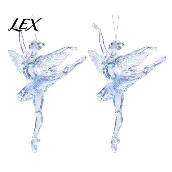 Cute Hanging Accessories 2Pcs Glitter Ballet Girl Keychain, 2D Acrylic Pendant for Bag Backpack, Sparkling Durable Crafts Dancer Car Rearview