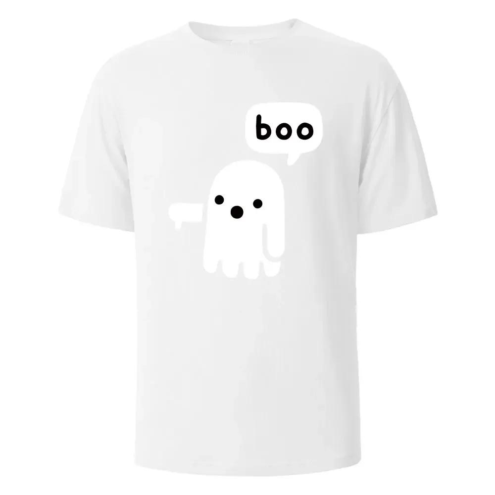 BOO Funny Street Printing T-shirt For Men Wowen 100%Cotton Summer Breathable Short-Sleeved Basic Tops O-neck Oversize Tees