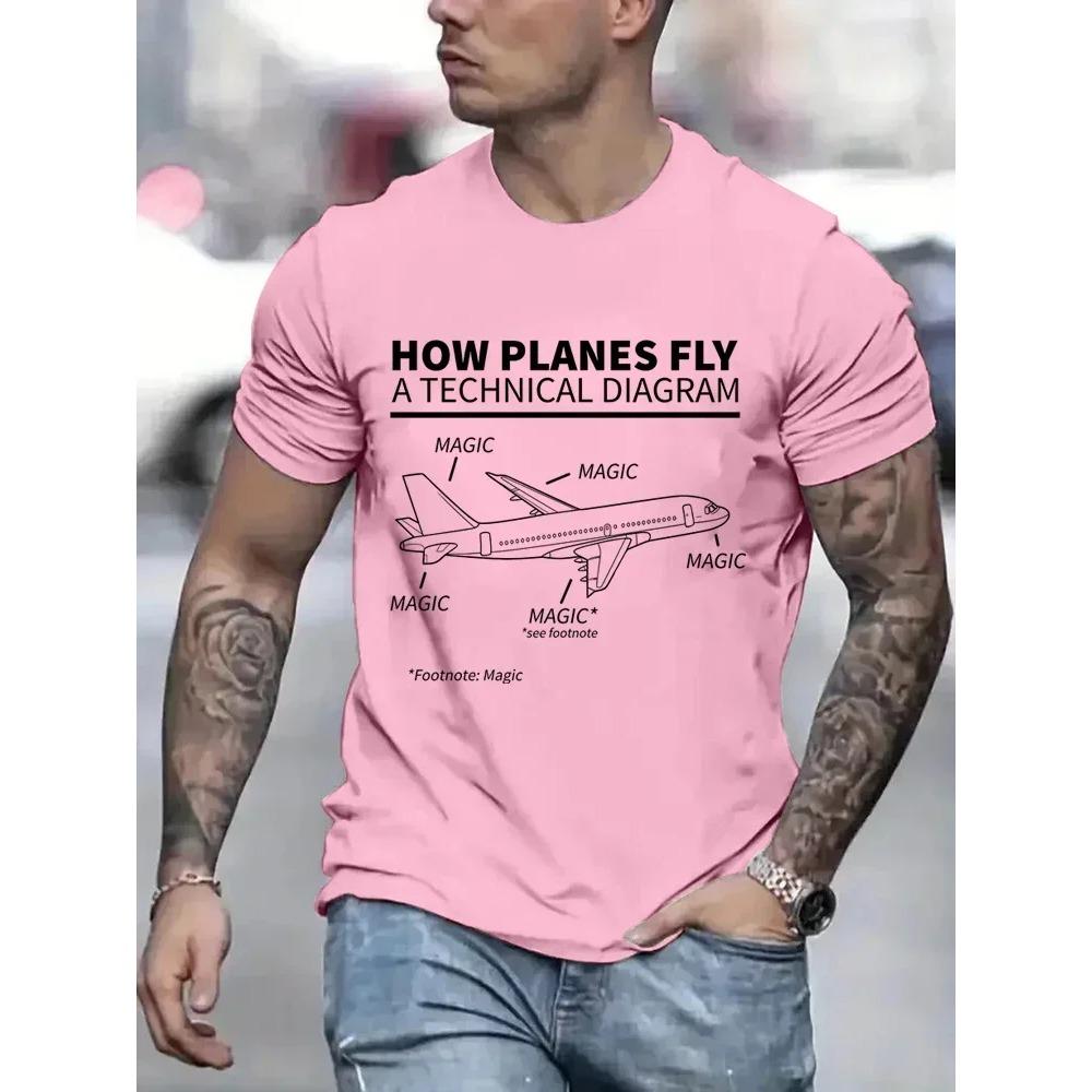 T Shirt Men Women How Planes Fly  Funny T-Shirt Short Sleeves Hip Hop T Shirt Funny Pilot and Airplane Flying Oversized Tee