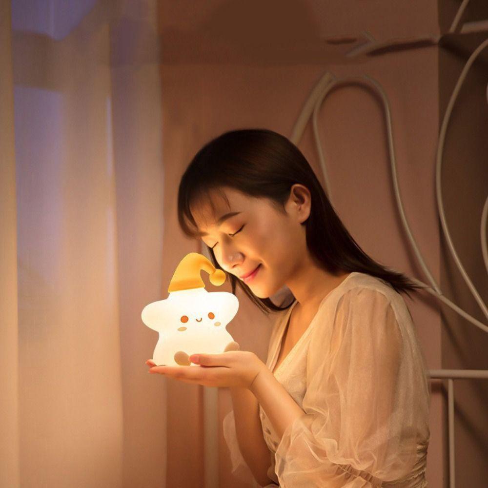 Silicone LED Star Night Light Battery Powered LED Night Light Baby Toy Table Lamp Bedroom