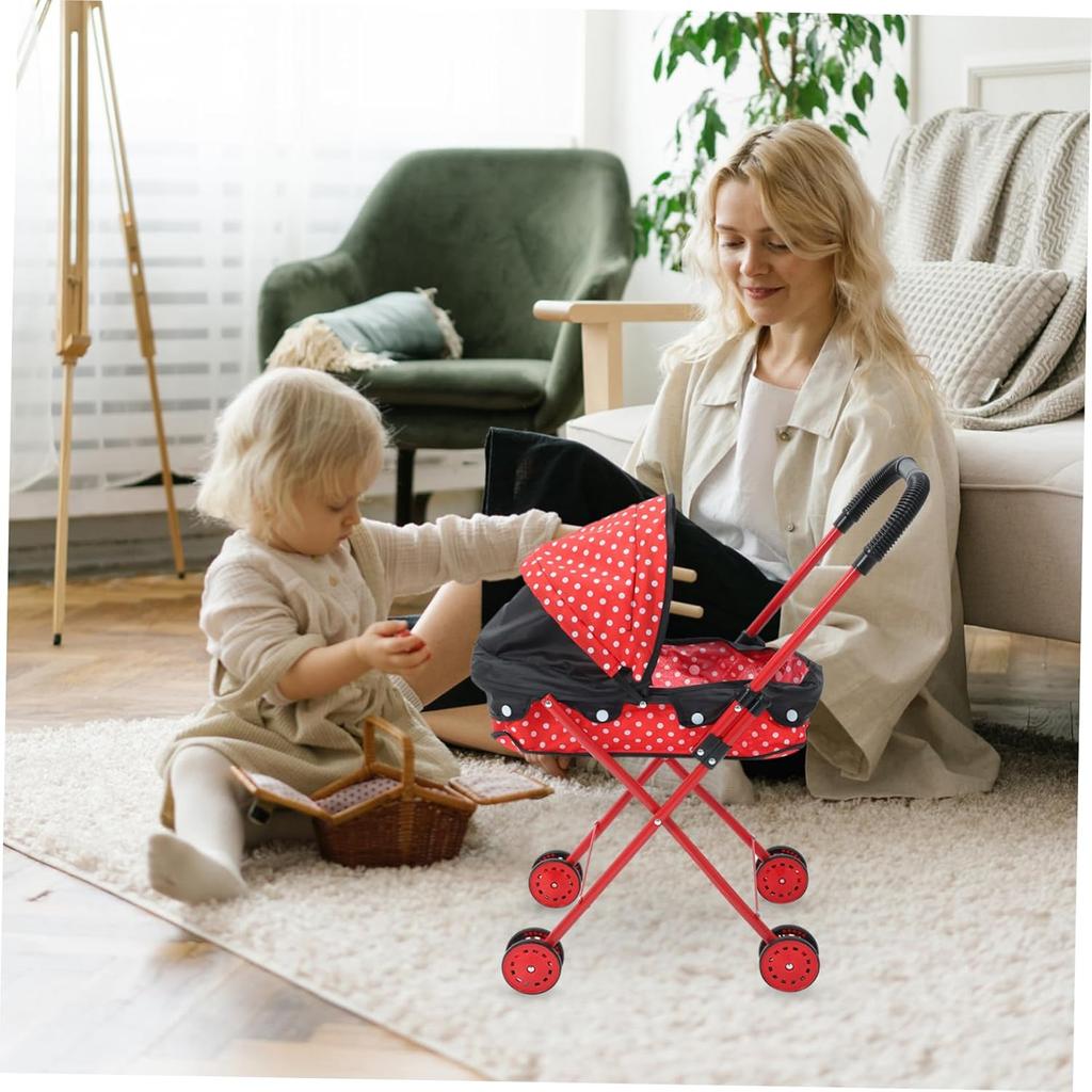 Vaguelly Doll Stroller Hand Cart Babies Dolls Stroller Wagon Furniture Dolly Trolly Dolly Mini Toys for Furniture Dollies Toys Push Cart Little Doll