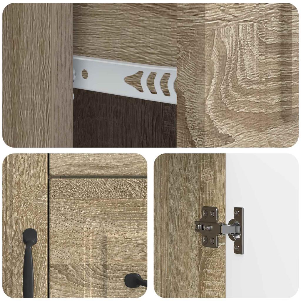 Sideboard In Sonoma Oak Finish 66 X 34.5 X 87 Cm Engineered Wood