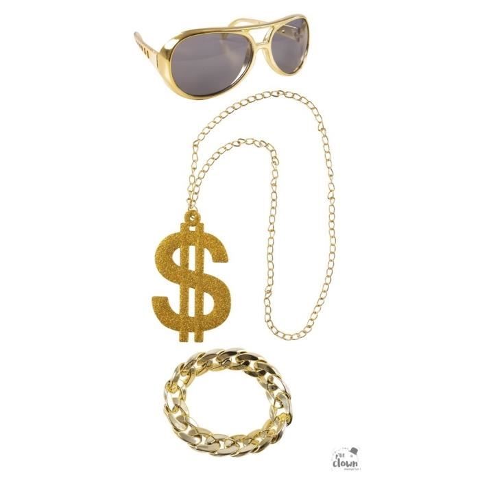 Set gangster ou rappeur - PTIT CLOWN - Lunettes, collier et bracelet