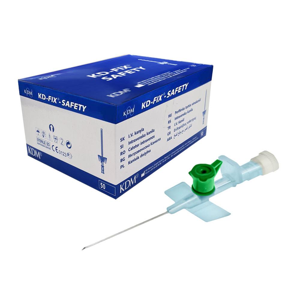 Safety Cannula Green 18G 1.3mm X 45mm Intravenous Cannula With Self-Closing Stopper Kd-Fix Safety 50 Pcs