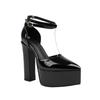 European And American Large Size Bag Head Buckle Waterproof Table High Heels Super High Heels Sexy Banquet Hate Sky High Black Thick Sole Catwalk