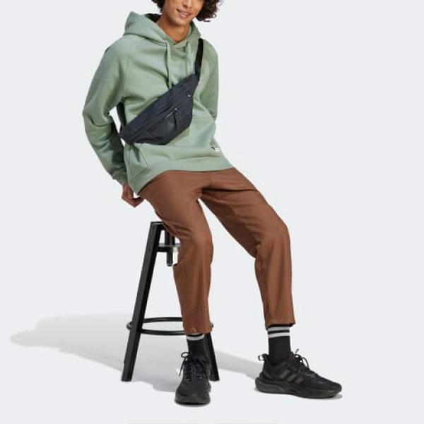 Adidas Solid Color Hooded Pullover Sweatshirt Men tops Green IA9346