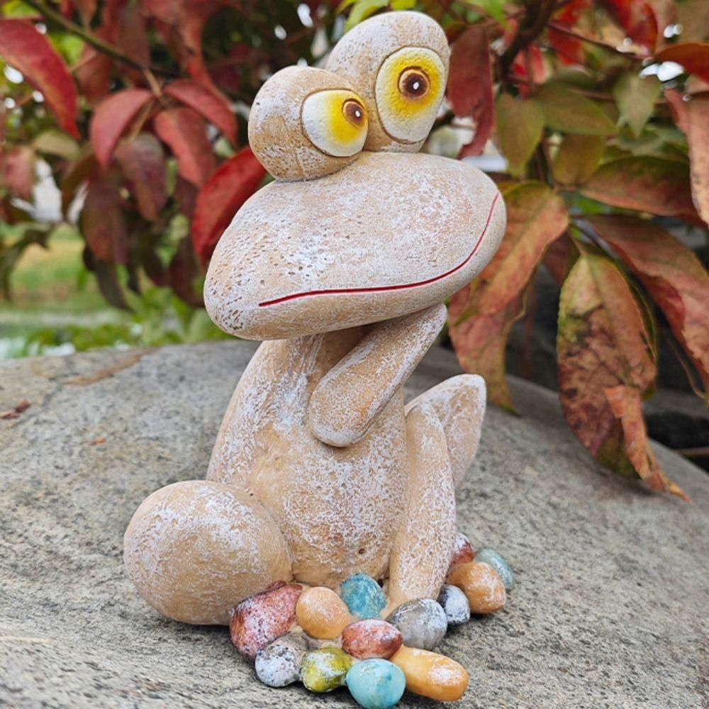 Garden Decoration Resin Frog Statue Cartoon Cute Miniatures Figurine Handicraft Animal Sculpture Park