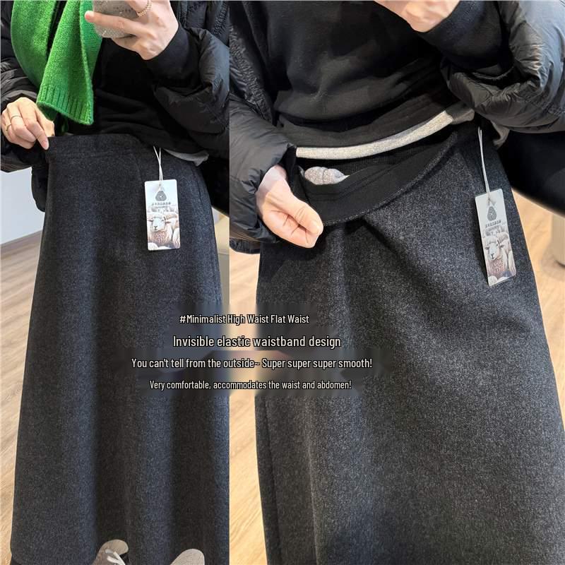 Elegant Minimalist High-Waisted Wool Umbrella Skirt - Flattering Warm Winter Midi, Available In Two Lengths