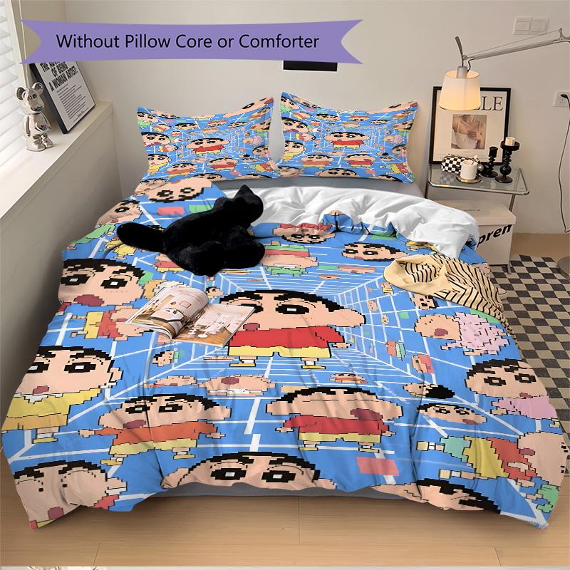 Crayon Shinchan Adventure Print 3Pcs Bedding Setduvet Cover With 2 Bedropillowcase Home Birthday Gift