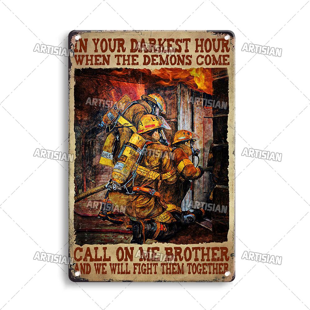 Artisian Firefighter Metal Sign Fireman Vintage Tin Plaque Retro Decorative Poster Wall Decor Garage Bar Pub Club Hotel Cafe