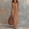 Polyester Sleeveless Deep V Neck Slim Fit Dress For Summer Casual Wear