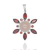 Garnet & Rose Quartz 925 Silver Flower Pendant