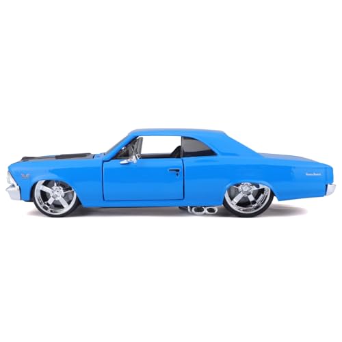 Maisto 1/24 Scale Chevrolet Chevelle 1966 Blue Custom Classic Muscle Series / Diecast Model Car, Finished Product, 31333