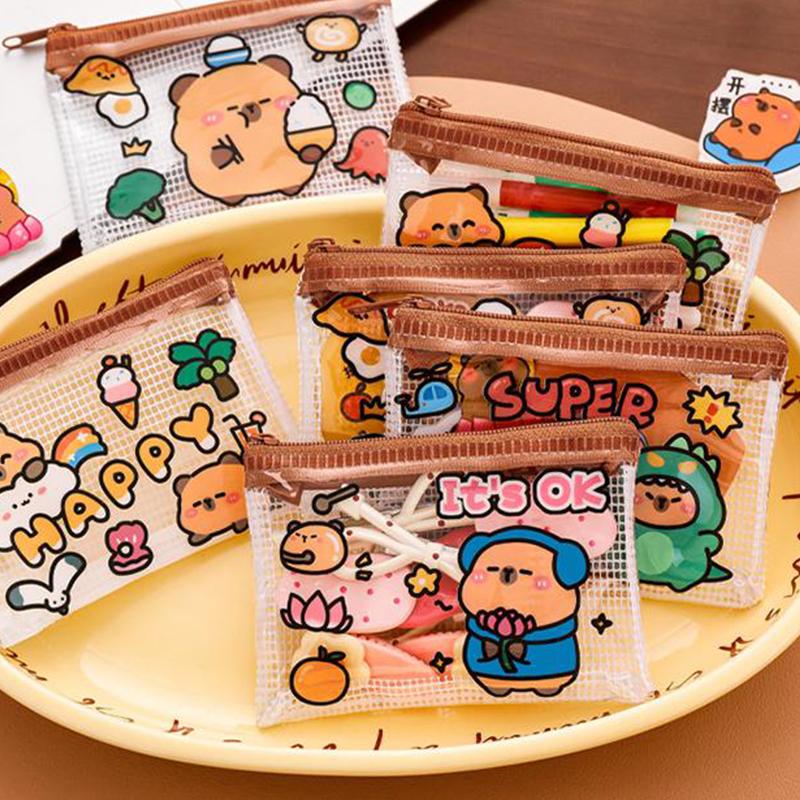 Portofel Mini Zero Capibara Desen Animat Pentru Femei Ușor La Modă Portabil Ruj Căști Geantă de Depozitare Portofel Drăguț pentru Monede