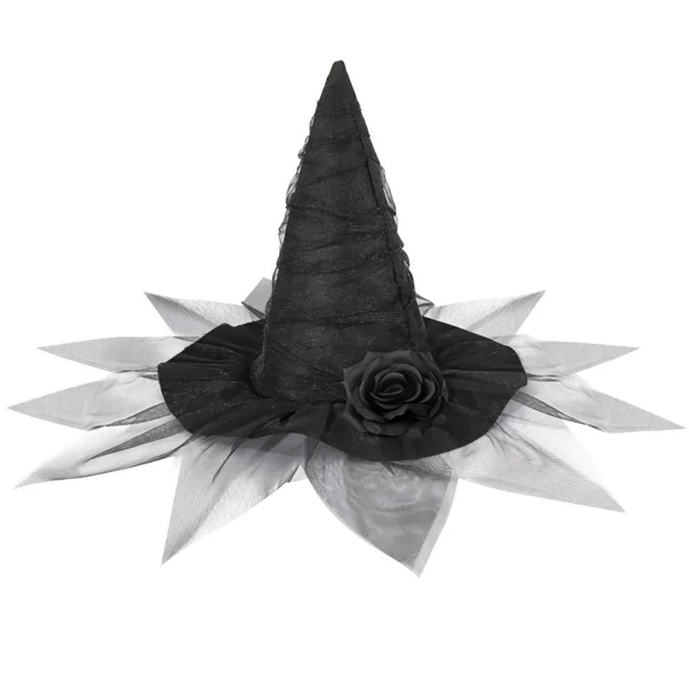 Velvet Cloth Halloween Witch Hat Baroque Gothic Queen Baroque Witch Hat Decoration Supplies Cosplay Photo Props Wizard Cap