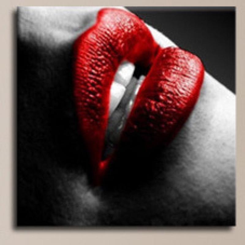 Modern Fabric Canvas Painting, Red Canvas Painting, Lip F, Nordic Pictrue, Home Decor, Wall Art, Poster, Living Room, Girl, Bedroom, Diy