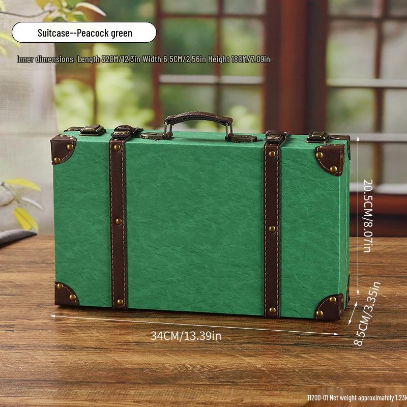 Vintage European-Style Leather Suitcase Trunk and Household Organizer