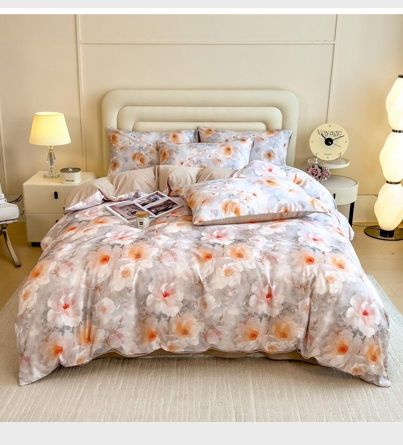 Sleep Grid Digital Printed Cotton Thickened Woolen Four Piece Set